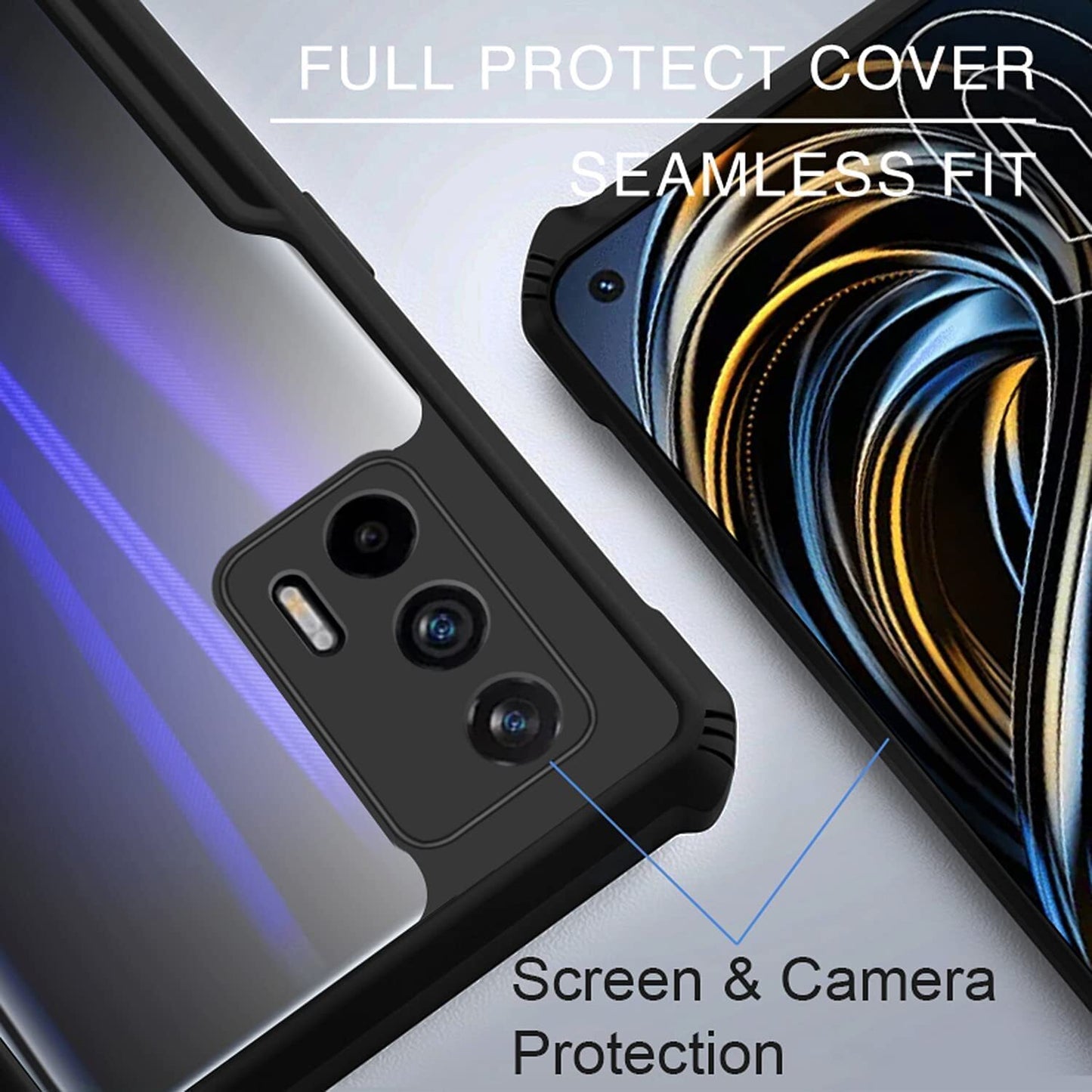 VAKIBO Super Premium Black Border Transparent Case With Corner Protection & Camera Protection Suitable for Realme X7 Max