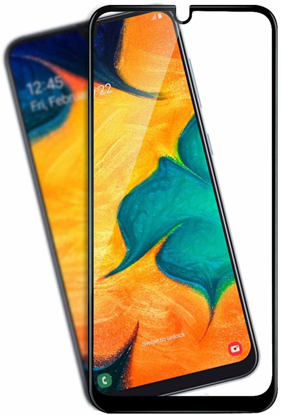 Super Premium Quality Tempered Glass Screen Guard Protector With Black Border Suitable For Samsung Galaxy A20