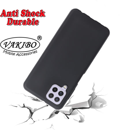 VAKIBO Matte Frosted Black Coloured Soft TPU Back Cover Case Suitable for Samsung Galaxy A22 4G