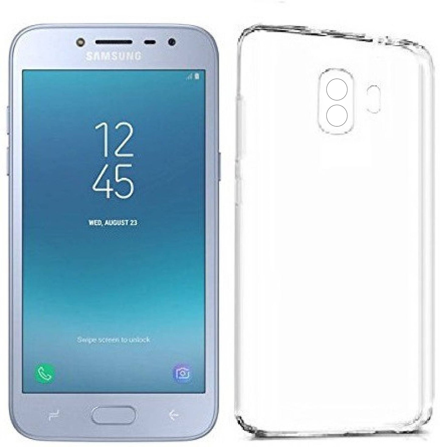VAKIBO Super Premium Soft TPU Transparent Case With Dustplug,Side Grip,Corner Protection,lanyard Cuts,Camera Protection Suitable for Samsung J2 2018