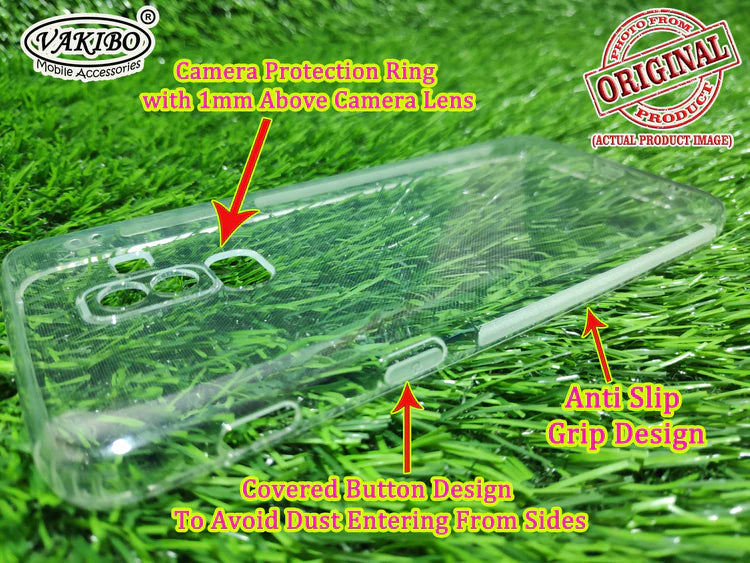 VAKIBO Super Premium Soft TPU Transparent Case With Dustplug,Side Grip,Corner Protection,lanyard Cuts,Camera Protection Suitable for Samsung Galaxy On8 2018