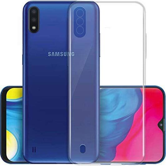 VAKIBO Super Premium Soft TPU Transparent Case With Dustplug,Side Grip,Corner Protection,lanyard Cuts,Camera Protection Suitable for Samsung M01