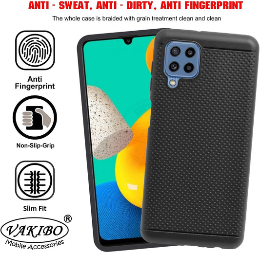 VAKIBO Dotted Design Black Coloured Soft TPU Back Cover Case Suitable for Samsung Galaxy M32 4G