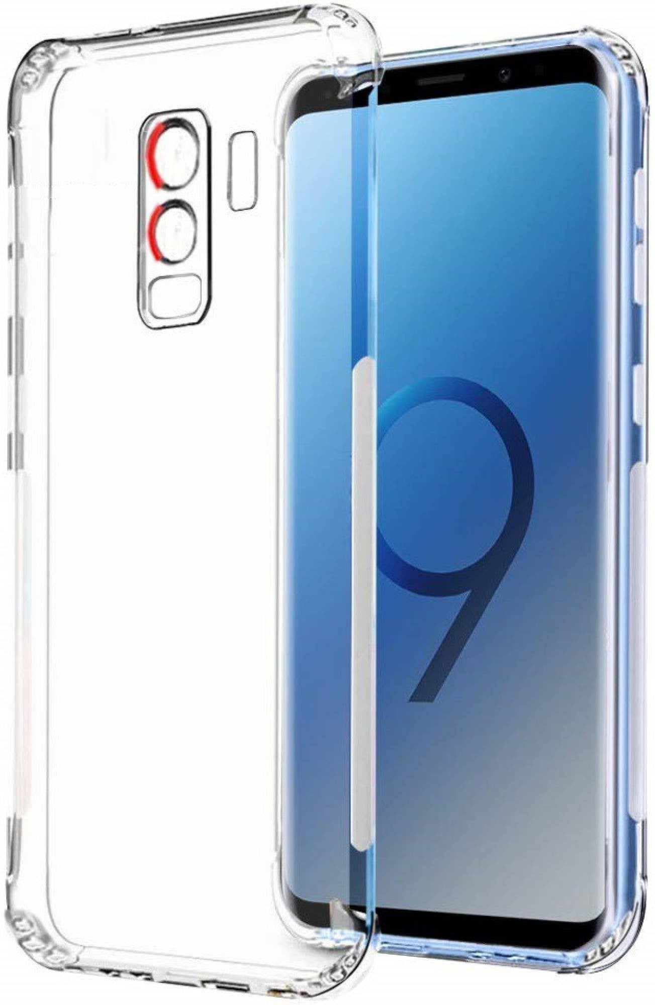VAKIBO Super Premium Soft TPU Transparent Case With Dustplug,Side Grip,Corner Protection,lanyard Cuts,Camera Protection Suitable for Samsung S9 Plus