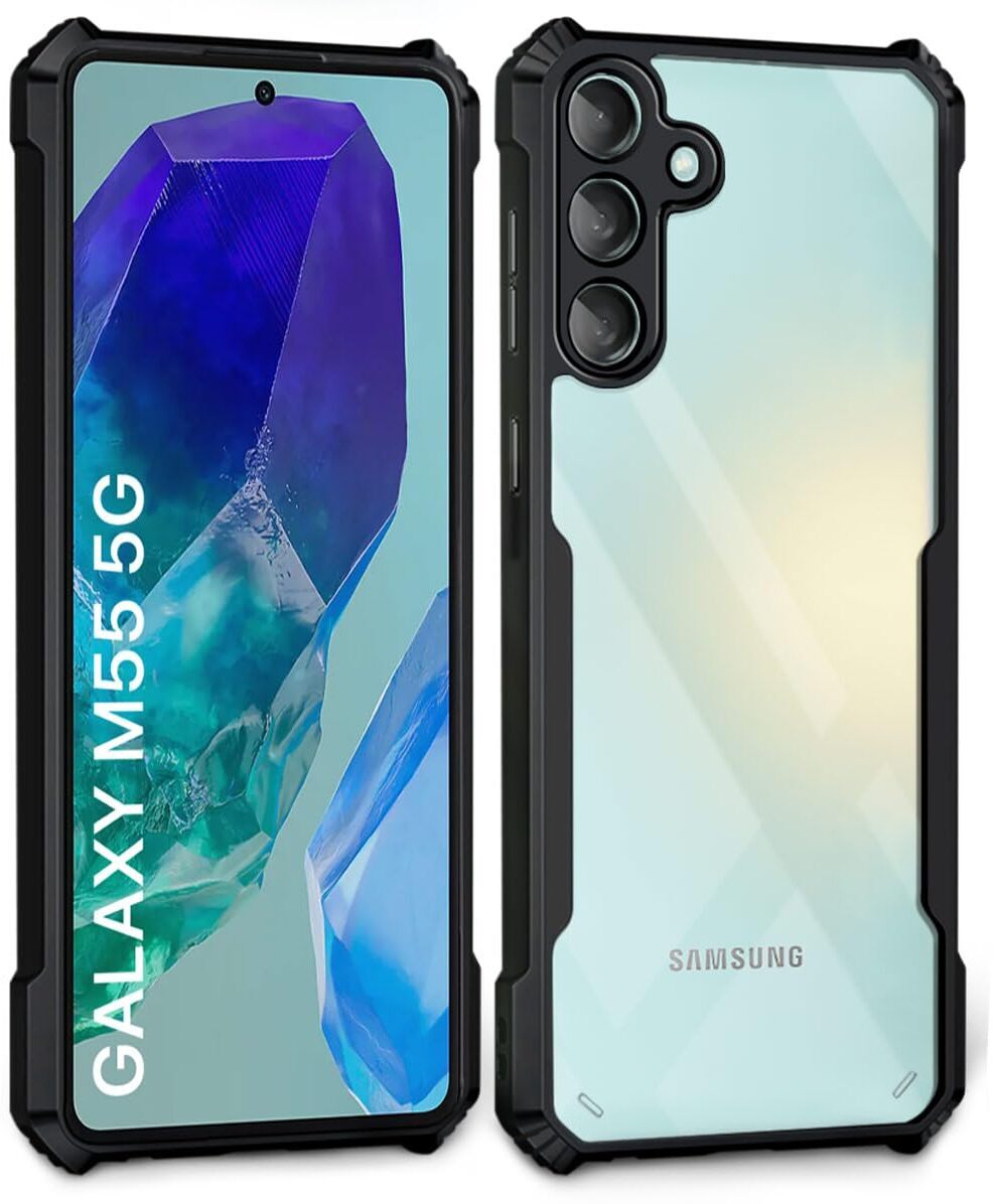 VAKIBO Super Premium Black Border Transparent Case With Corner Protection & Camera Protection Suitable for Samsung F55 5G