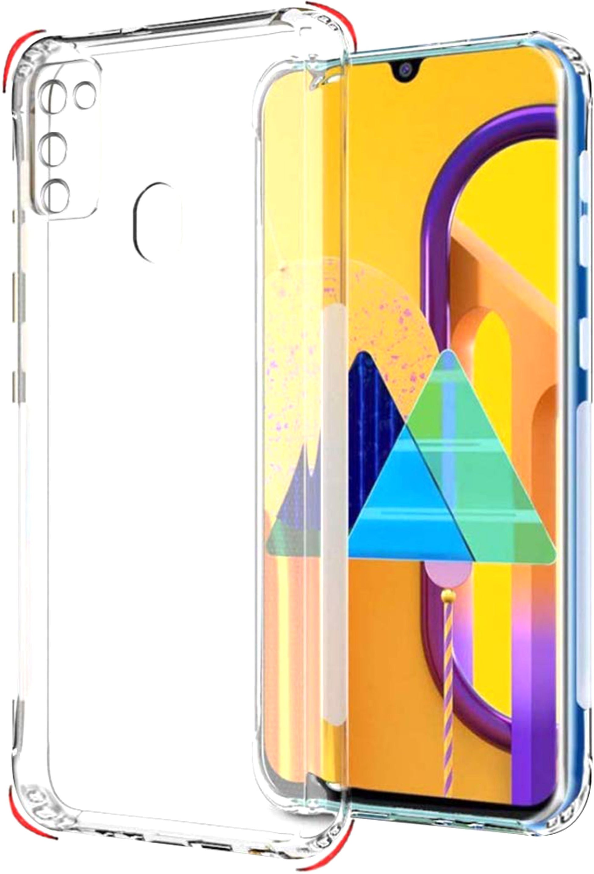 VAKIBO Super Premium Soft TPU Transparent Case With Dustplug,Side Grip,Corner Protection,lanyard Cuts,Camera Protection Suitable for Samsung M21 2021