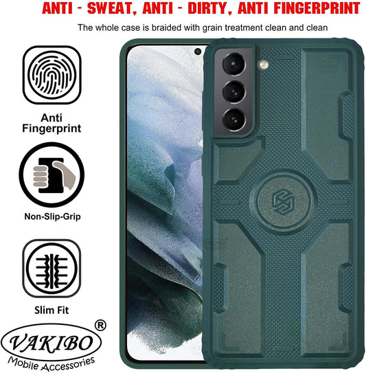 VAKIBO Strong Back Cover Green Coloured Soft TPU Back Cover Case With Camera protection Ring Suitable for Samsung Galaxy S21