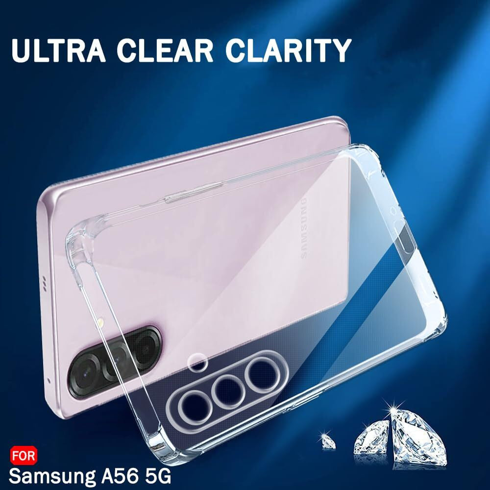 VAKIBO Premium Clear 1.5MM Thick Transparent Soft TPU Rubber Back Cover Case With Camera Protection Suitable for Samsung Galaxy A56