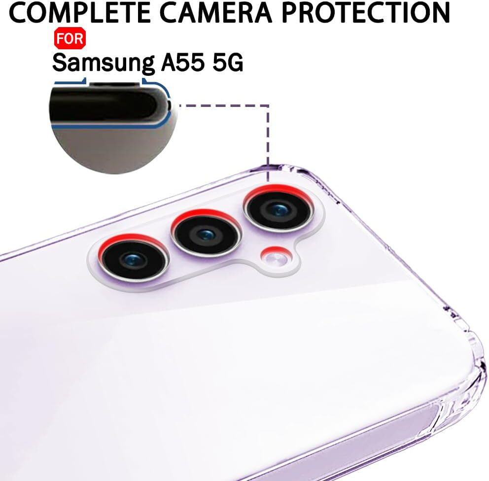 VAKIBO Premium Clear 1.5MM Thick Transparent Soft TPU Rubber Back Cover Case With Camera Protection Suitable for Samsung Galaxy A55