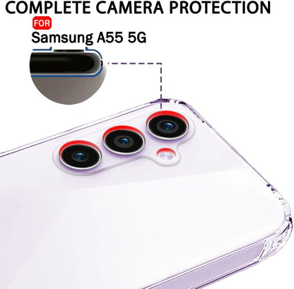 VAKIBO Premium Clear 1.5MM Thick Transparent Soft TPU Rubber Back Cover Case With Camera Protection Suitable for Samsung Galaxy A55