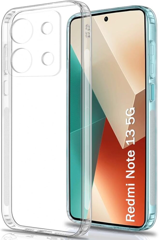 VAKIBO Premium Clear 1.5MM Thick Transparent Soft TPU Rubber Back Cover Case With Camera Protection Suitable for Mi Redmi Note 13 5G