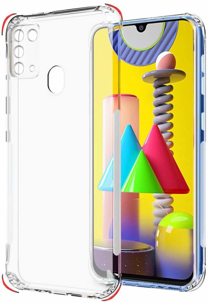 VAKIBO Super Premium Soft TPU Transparent Case With Dustplug,Side Grip,Corner Protection,lanyard Cuts,Camera Protection Suitable for Samsung M31