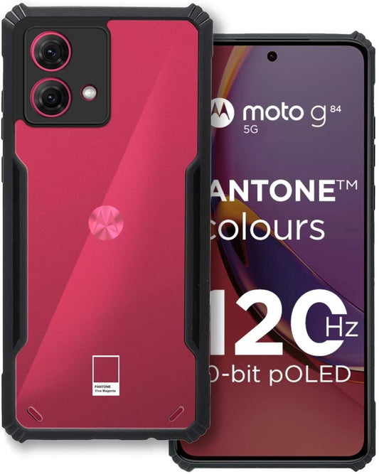 VAKIBO Super Premium Black Border Transparent Case With Corner Protection & Camera Protection Suitable for Moto G84