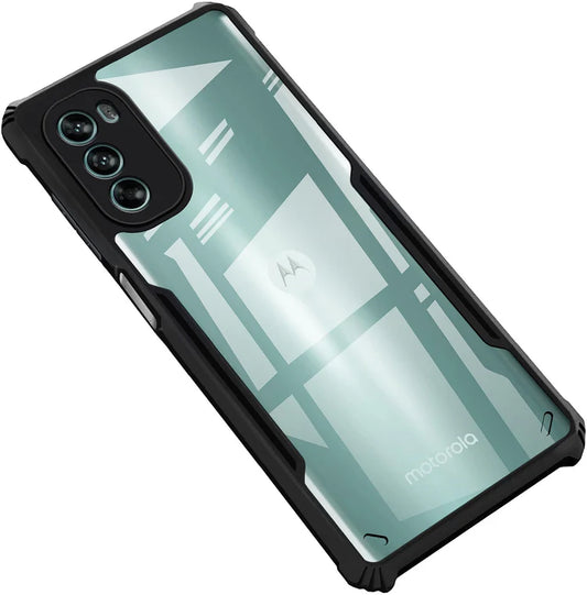 VAKIBO Best Selling Black and Transparent Back Cover Case Made With Soft TPU and Acrylic With 4 Corner and Camera Protection Suitable for Moto G82