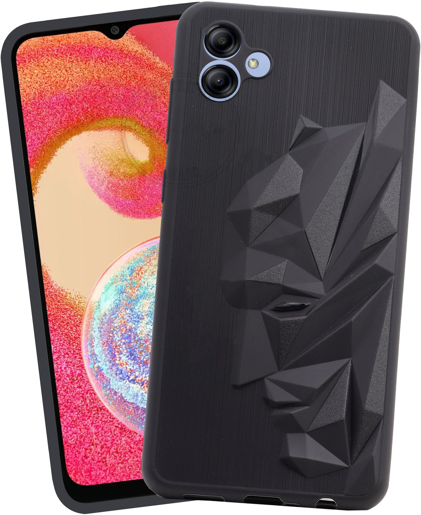 VAKIBO Bat Man 3D Mask Design Black Coloured Soft TPU Back Cover Case With Camera Protection Ring Suitable for Samsung Galaxy A04E