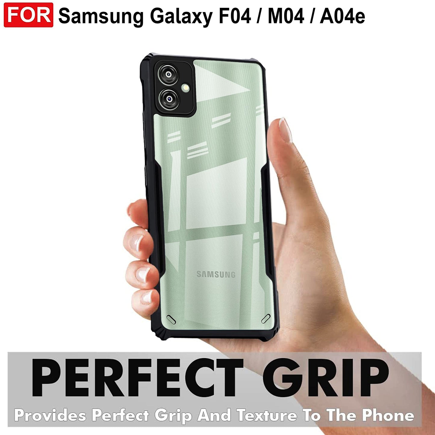 VAKIBO Super Premium Black Border Transparent Case With Corner Protection & Camera Protection Suitable for Samsung M04
