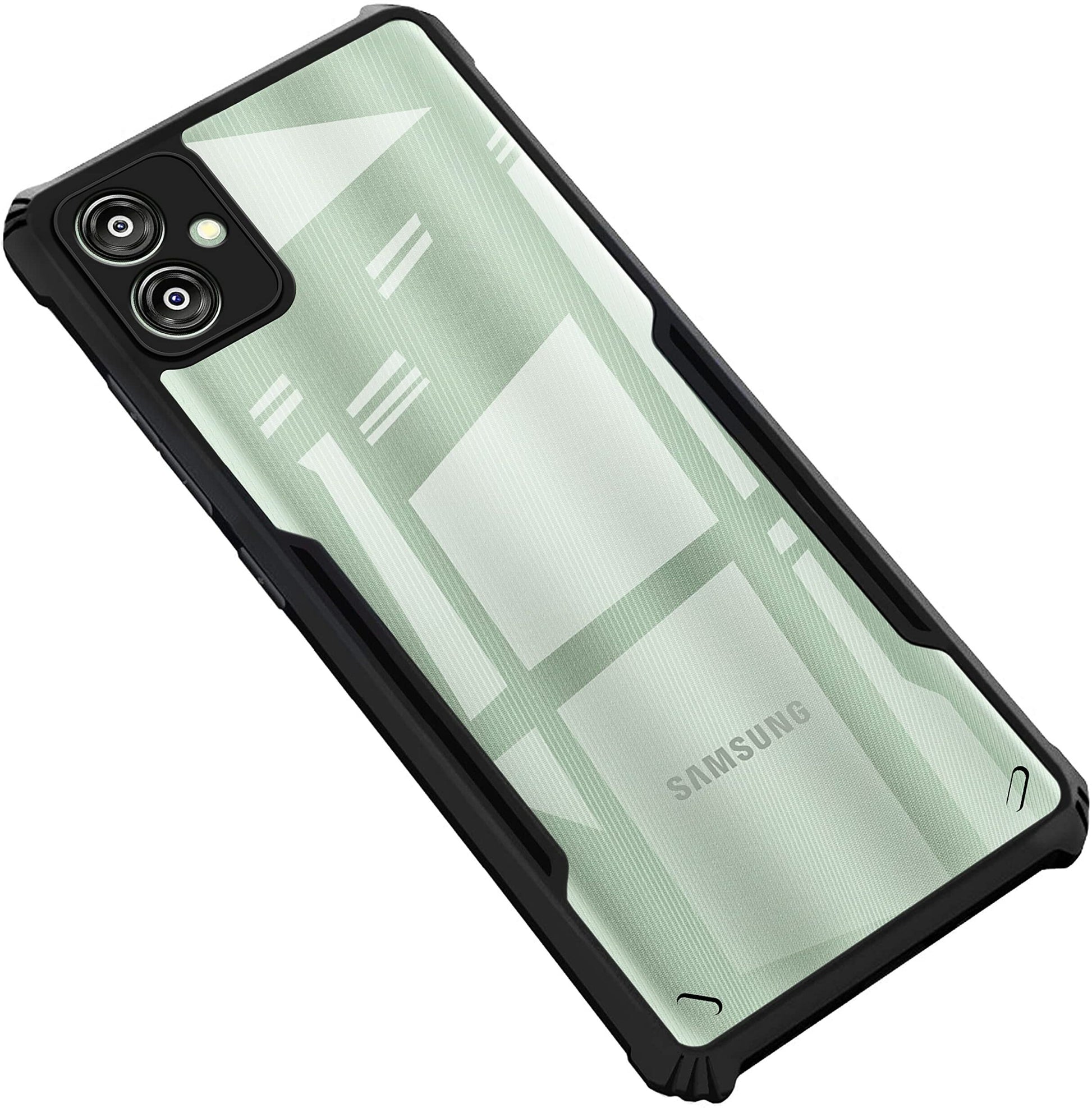 VAKIBO Super Premium Black Border Transparent Case With Corner Protection & Camera Protection Suitable for Samsung M04