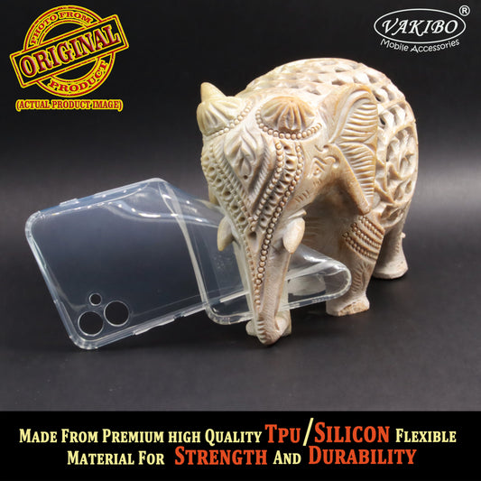 VAKIBO Super Premium Soft TPU Transparent Case With Dustplug,Side Grip,Corner Protection,lanyard Cuts,Camera Protection Suitable for Samsung M04