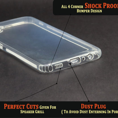 VAKIBO Super Premium Soft TPU Transparent Case With Dustplug,Side Grip,Corner Protection,lanyard Cuts,Camera Protection Suitable for Samsung A04E
