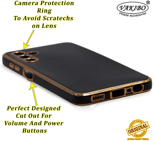 VAKIBO Golden Chrome Border Black Coloured Soft TPU Back Cover Case With Camera Protection Suitable for Samsung Galaxy A13 5G