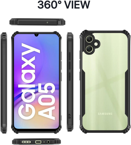 VAKIBO Super Premium Black Border Transparent Case With Corner Protection & Camera Protection Suitable for Samsung A05