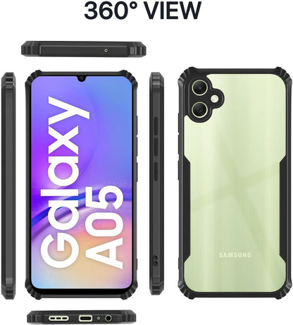 VAKIBO Super Premium Black Border Transparent Case With Corner Protection & Camera Protection Suitable for Samsung M05