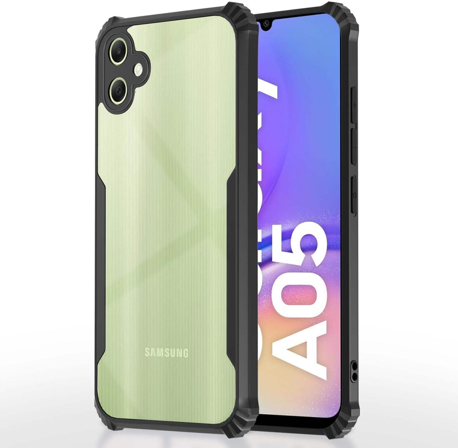 VAKIBO Super Premium Black Border Transparent Case With Corner Protection & Camera Protection Suitable for Samsung F05