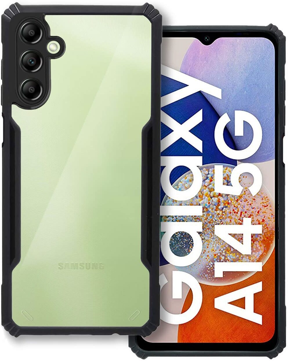 VAKIBO Super Premium Black Border Transparent Case With Corner Protection & Camera Protection Suitable for Samsung  A14 5G