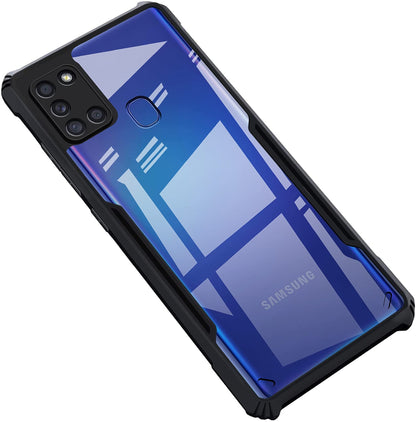 VAKIBO Best Selling Black and Transparent Back Cover Case Made With Soft TPU and Acrylic With 4 Corner and Camera Protection Suitable for Samsung Galaxy A21S