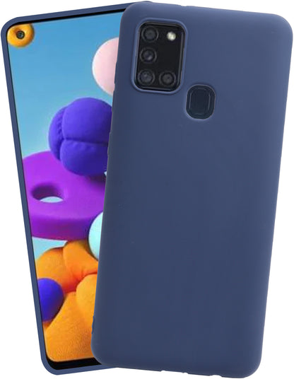 VAKIBO 1.2 MM Thick Blue Coloured Soft TPU Rubber Back Cover Case With Camera Protection Ring Suitable for Samsung Galaxy A21S