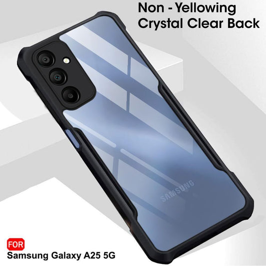 VAKIBO Best Selling Black and Transparent Back Cover Case Made With Soft TPU and Acrylic With 4 Corner and Camera Protection Suitable for Samsung Galaxy A25 5G