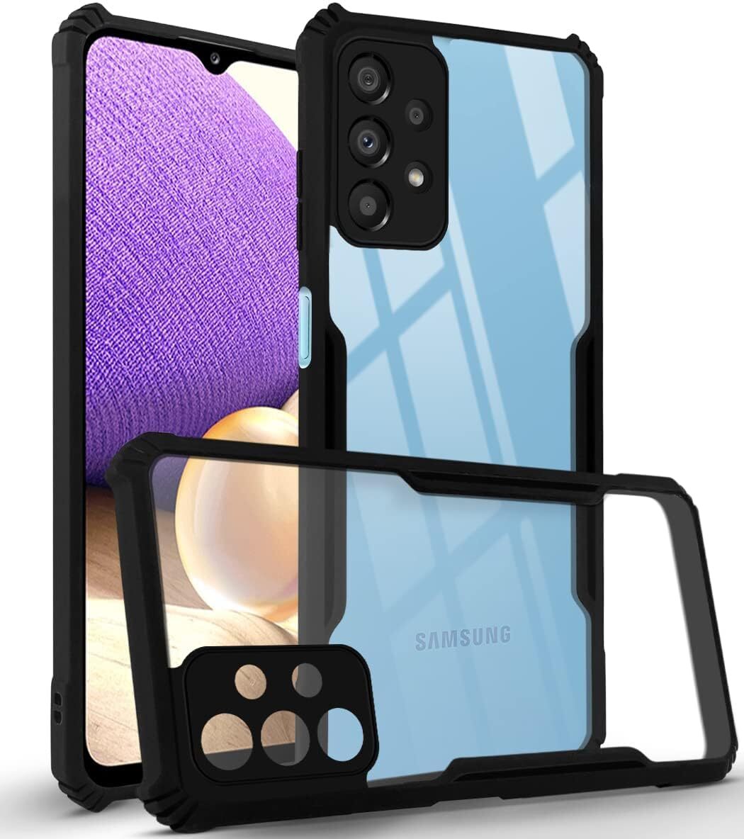 VAKIBO Super Premium Black Border Transparent Case With Corner Protection & Camera Protection Suitable for Samsung A32 4G