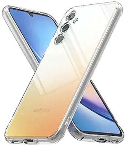 VAKIBO Super Premium Soft TPU Transparent Case With Dustplug,Side Grip,Corner Protection,lanyard Cuts,Camera Protection Suitable for Samsung A34 5G