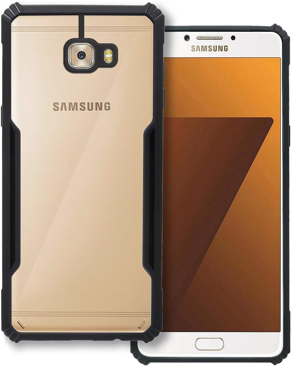 VAKIBO Super Premium Black Border Transparent Case With Corner Protection & Camera Protection Suitable for Samsung C7 Pro