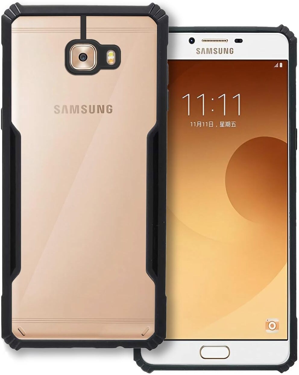 VAKIBO Super Premium Black Border Transparent Case With Corner Protection & Camera Protection Suitable for Samsung C9 Pro