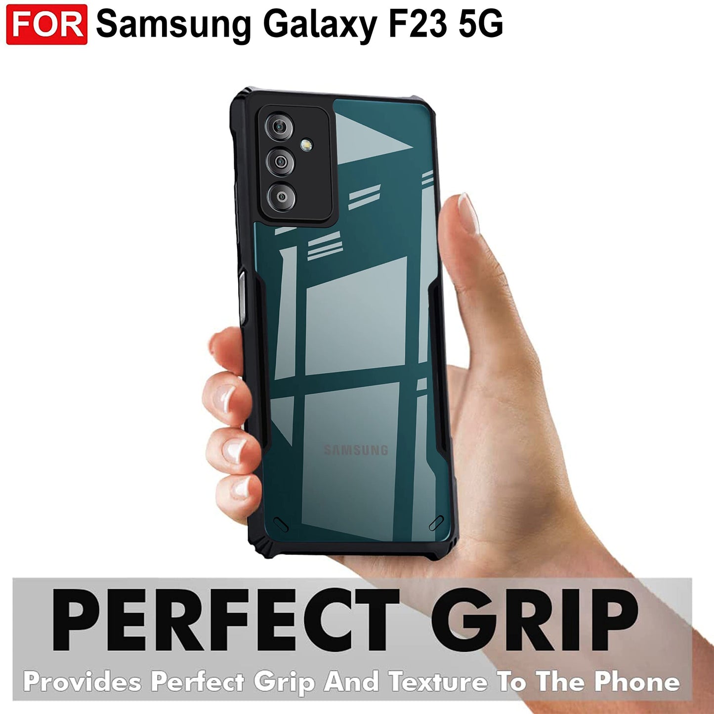 VAKIBO Super Premium Black Border Transparent Case With Corner Protection & Camera Protection Suitable for Samsung F23 5G