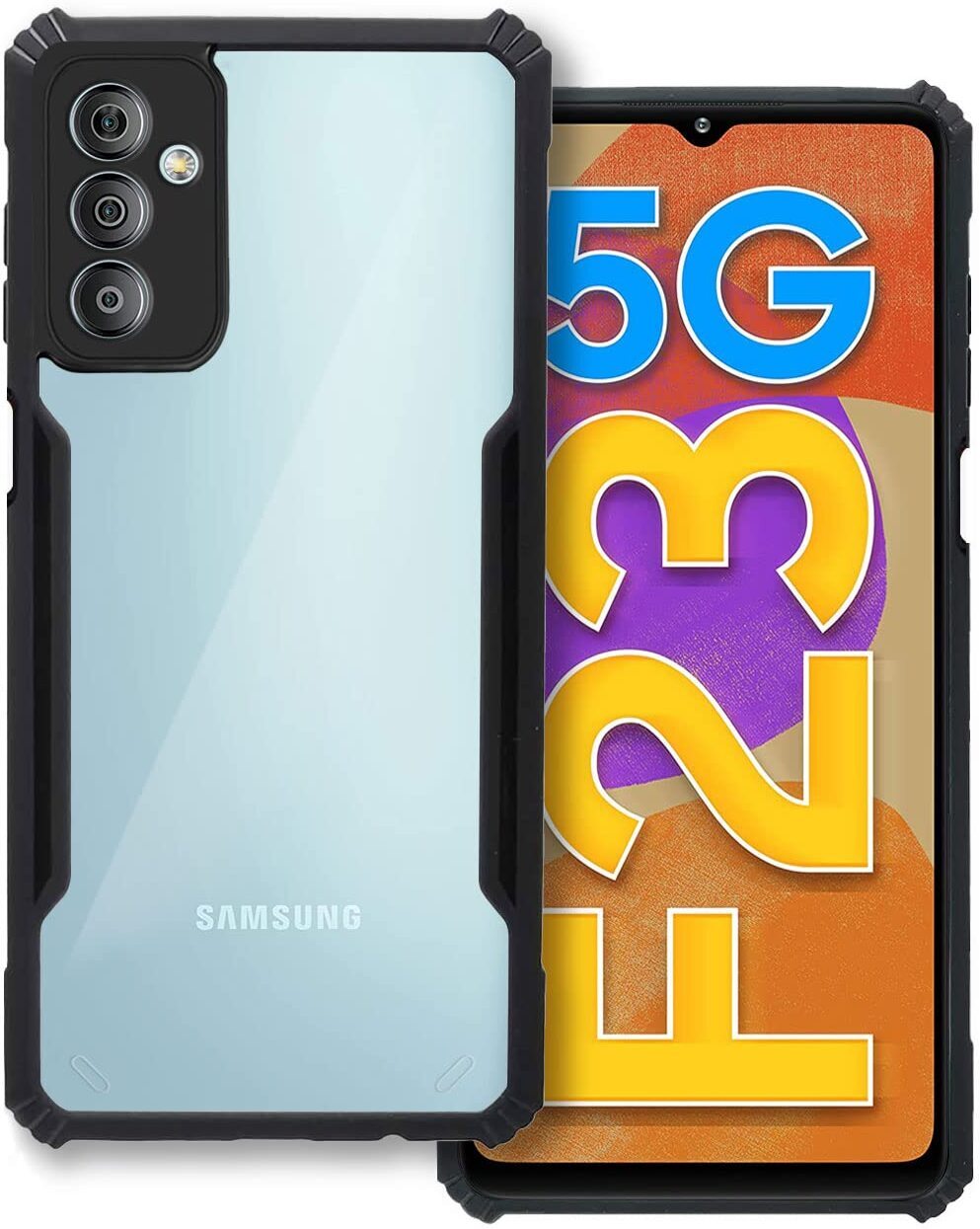 VAKIBO Super Premium Black Border Transparent Case With Corner Protection & Camera Protection Suitable for Samsung F23 5G