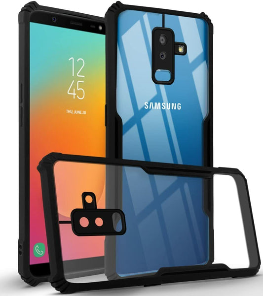 VAKIBO Best Selling Black and Transparent Back Cover Case Made With Soft TPU and Acrylic With 4 Corner and Camera Protection Suitable for Samsung Galaxy J8 2018
