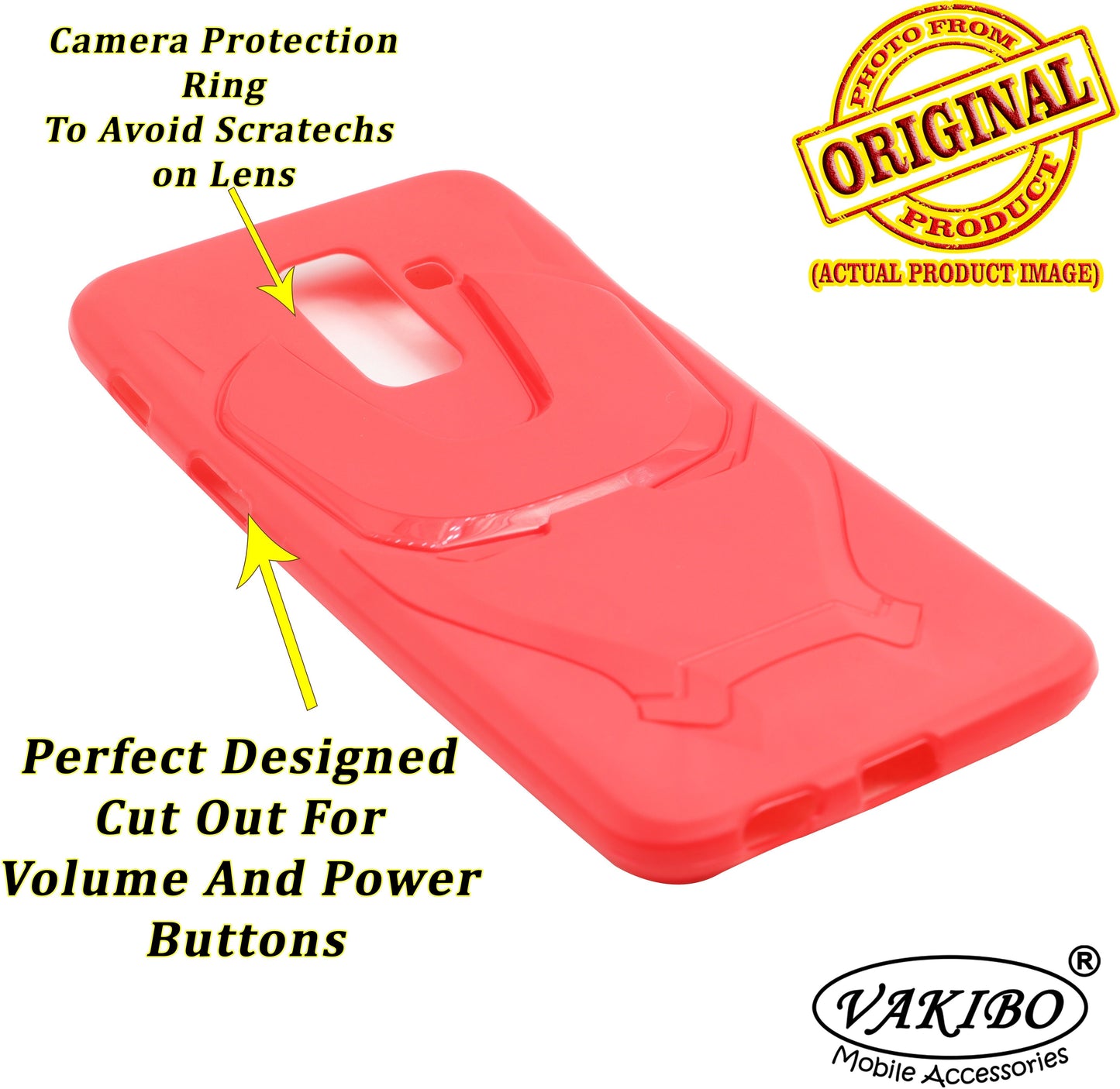 VAKIBO Iron Man 3D Mask Design Red Coloured Soft TPU Back Cover Case With Camera Protection Ring Suitable for Samsung Galaxy ON8 2018