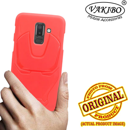 VAKIBO Iron Man 3D Mask Design Red Coloured Soft TPU Back Cover Case With Camera Protection Ring Suitable for Samsung Galaxy ON8 2018