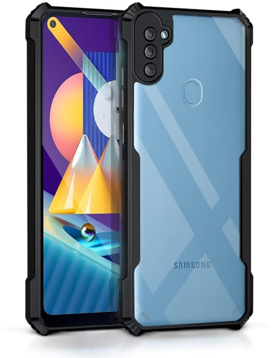 VAKIBO Super Premium Black Border Transparent Case With Corner Protection & Camera Protection Suitable for Samsung A11