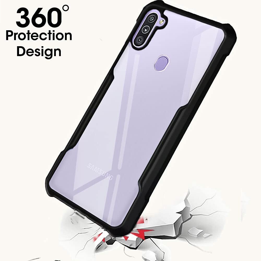 VAKIBO Best Selling Black and Transparent Back Cover Case Made With Soft TPU and Acrylic With 4 Corner and Camera Protection Suitable for Samsung Galaxy M11