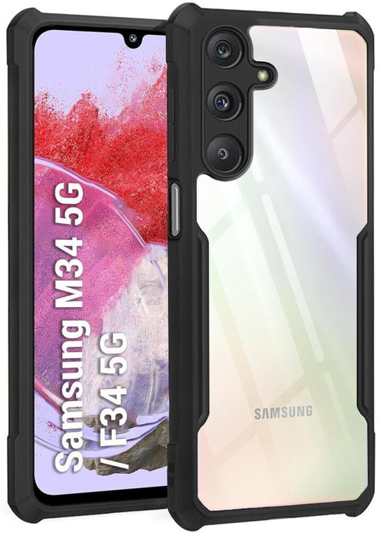 VAKIBO Super Premium Black Border Transparent Case With Corner Protection & Camera Protection Suitable for Samsung F34 5G