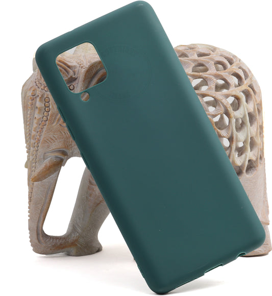 VAKIBO 1.2 MM Thick Green Coloured Soft TPU Rubber Back Cover Case With Camera Protection Ring Suitable for Samsung Galaxy M42