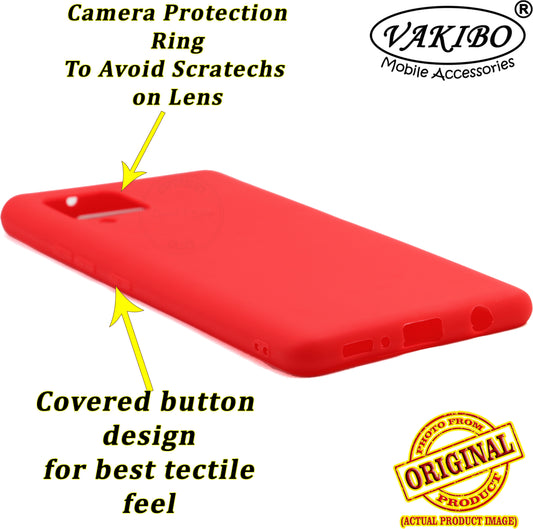 VAKIBO 1.2 MM Thick Red Coloured Soft TPU Rubber Back Cover Case With Camera Protection Ring Suitable for Samsung Galaxy M42