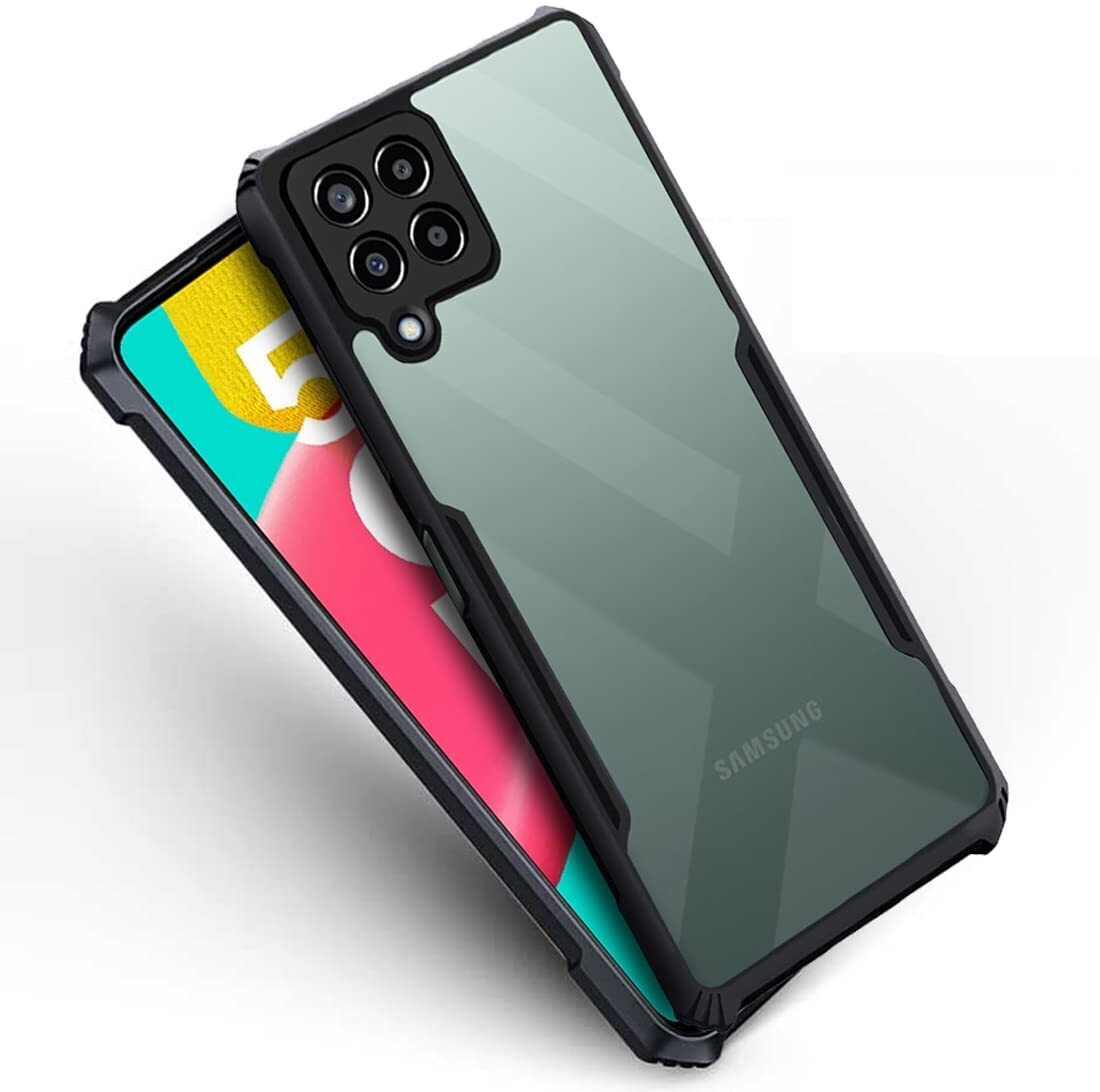 VAKIBO Best Selling Black and Transparent Back Cover Case Made With Soft TPU and Acrylic With 4 Corner and Camera Protection Suitable for Samsung Galaxy M53