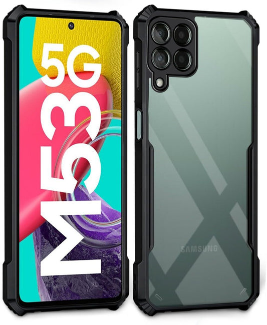 VAKIBO Best Selling Black and Transparent Back Cover Case Made With Soft TPU and Acrylic With 4 Corner and Camera Protection Suitable for Samsung Galaxy M53
