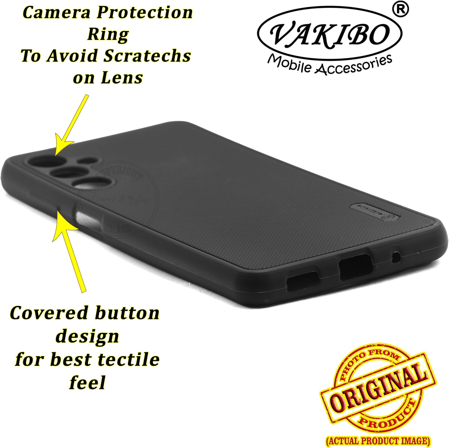 VAKIBO Niukin Dotted Design Black Coloured Soft TPU Rubber Back Cover Case With Camera Protection Ring Suitable for Samsung Galaxy M54 5G