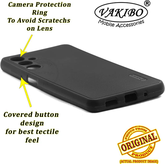 VAKIBO Niukin Dotted Design Black Coloured Soft TPU Rubber Back Cover Case With Camera Protection Ring Suitable for Samsung Galaxy F54 5G