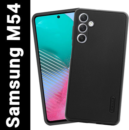 VAKIBO Niukin Dotted Design Black Coloured Soft TPU Rubber Back Cover Case With Camera Protection Ring Suitable for Samsung Galaxy M54 5G